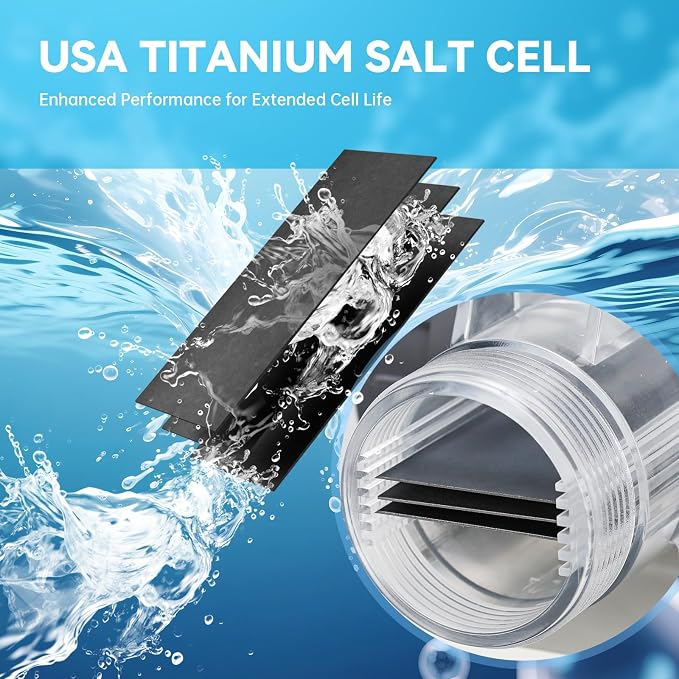 Salt Chlorine Generator & Pool Pump, Westaho Salt Water Pool Chlorinator System with Integrated Design, USA Made Titanium Cell, Designed for Above Ground Pools Up to 15,000 Gallons