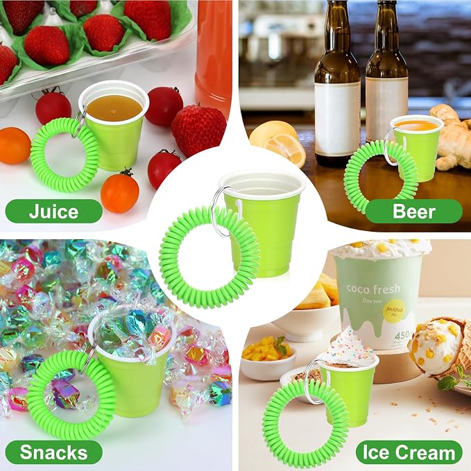 30 Pcs Green Shot Cups with Wristband for Party 2oz Plastic Shot Glasses Bulk Disposable Mini Shot Glasses with Bracelet Wear On Solo Cups for Party Wedding Birthday Baby Shower Graduation