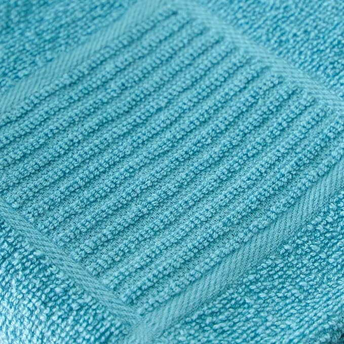 T-fal Solid & Checked Parquet Kitchen Towels: Highly Absorbent, Super Soft Long Lasting - 100% Cotton, 16"x26" Dish Towels for Cleaning & Drying Dishes, Pans, Glassware, or Countertops, 2-Pack, Breeze