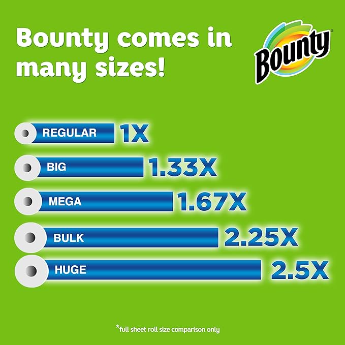 Bounty Select-A-Size Paper Towels, White, Giant Roll, 8 Rolls (Pack of 1)