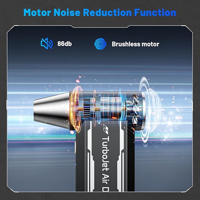 L8 Compressed Air Duster 180,000 RPM 4-Speed Electric with TurboJet Mode, 8000mAh Battery & Cleaning Kit, for Desktop, PC, Keyboard, Laptop, Car, Home