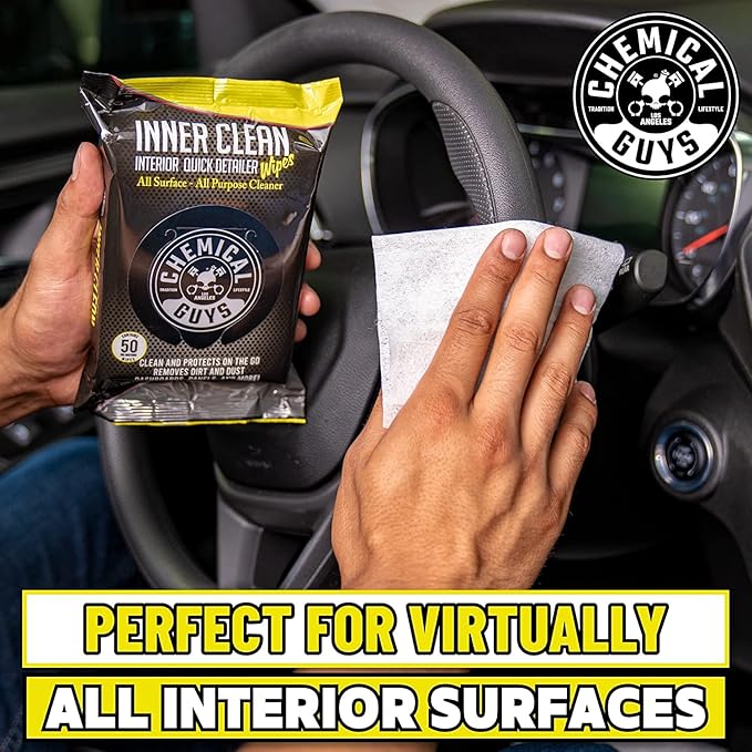 Chemical Guys PMWTVD10750 VRP Shine and Protectant And PMWSPI66350 InnerClean Interior Quick Detailer & Protectant Wipes, Safe for Cars, Trucks, SUVs, Jeeps, RVs & More (100 Ct) 2 Pack