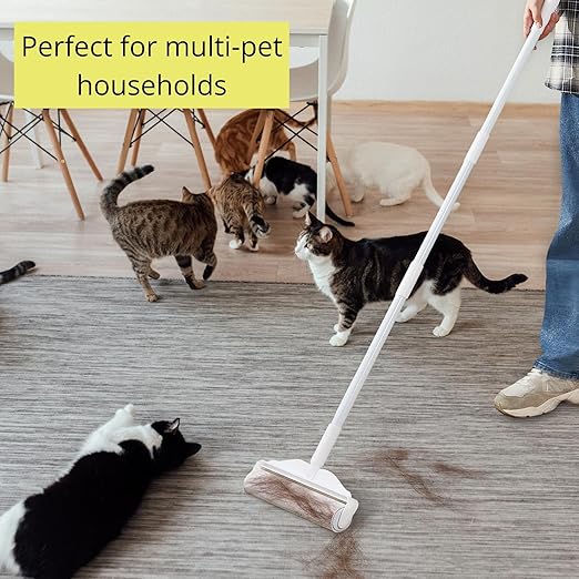 True & Tidy® White Clean Everywhere Spray Mop Kit with Three Interchangeable Heads and Refillable Tank- Includes Head, Round, and Window Squeegee Attachments with StickyPro XL Lint Roller