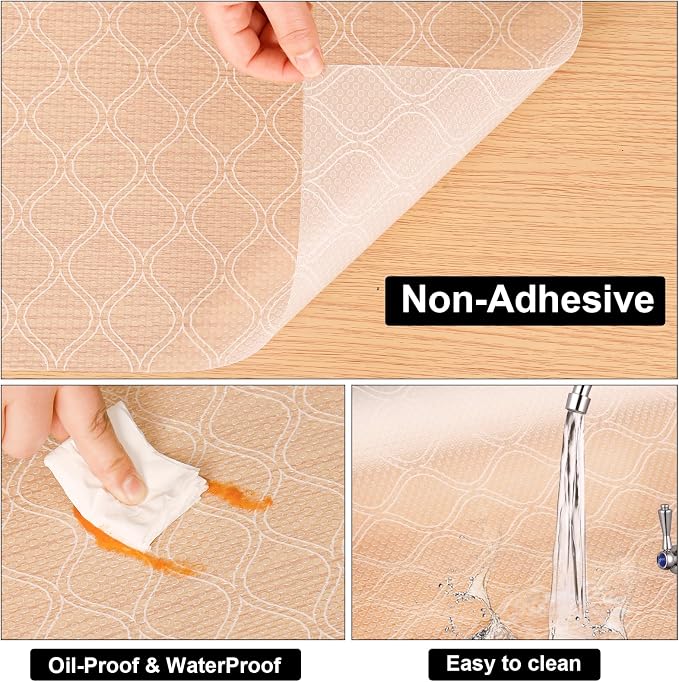 Cooyes Shelf and Drawer Liner for Kitchen Cabinets Non-Adhesive, Waterproof Non-Slip Cabinet Liners for Desk, Refrigerator, Shelves, Bathroom Drawers, Cabinet Protection（11.8" W x 118" L）