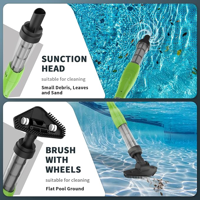 Cordless Pool Vacuum, Handheld Pool Cleaner with Telescopic Pole for Hot Tubs, Spas, Above Ground and Inground Pools Cleaning for Sand and Debris