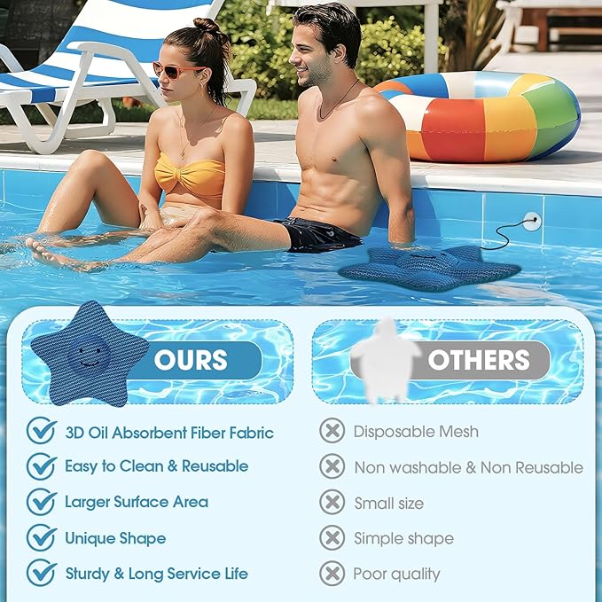 Hot Tub Scum Absorber, Hot Tub Accessories, Spa & Pool Scum Eliminating Balls,Hot Tub Scum Sponge for Hot Tub Oil Absorbing Sponge for Hot Tub Skimmer, Hot Tub Sponge Scum Remover (Starfish)