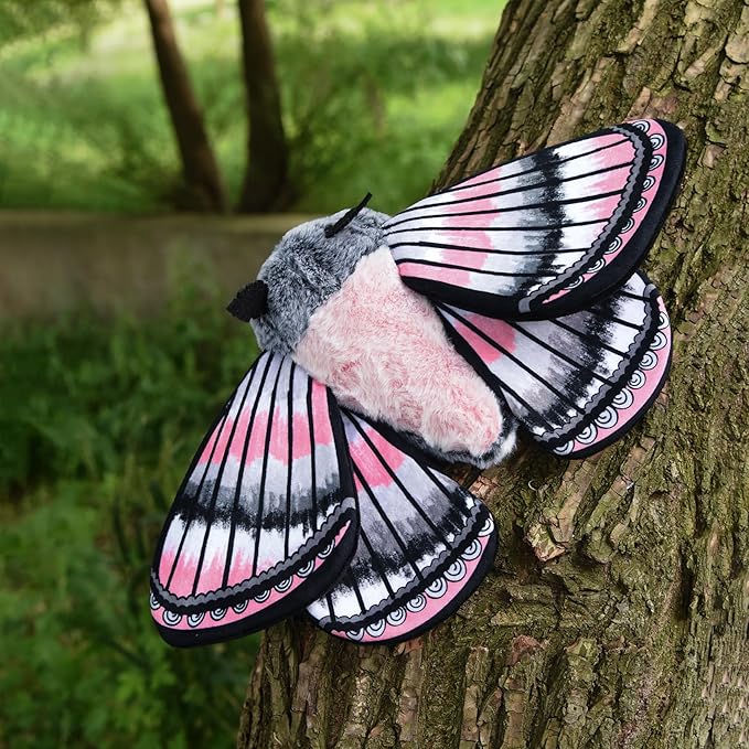 Cute Moth Plush Toy, Grey Moth Stuffed Animals 11in, Handmade Big Mothman Insect Plushie Model Toy, Unique Plush Gift Collection for Kids