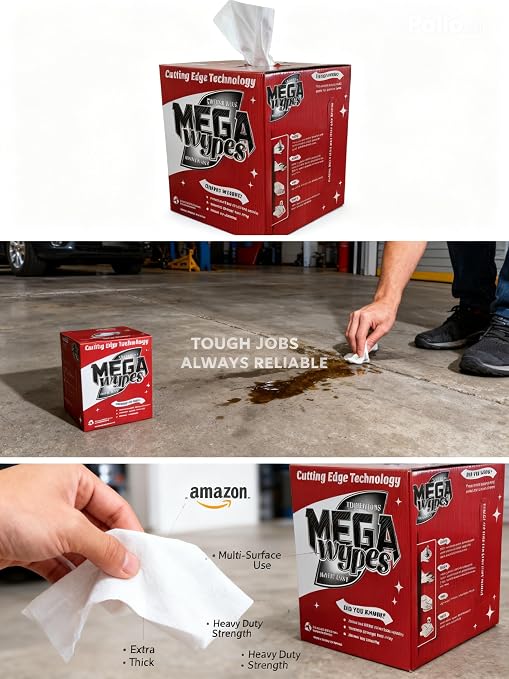 3-Ply Shop Towels, 240 Sheets, Ultra Strong Premium White Cleaning Cloths, Commercial Grade Mechanic Rags for Garage, Auto, Restaurants & Housekeeping, 15” x 9”, White