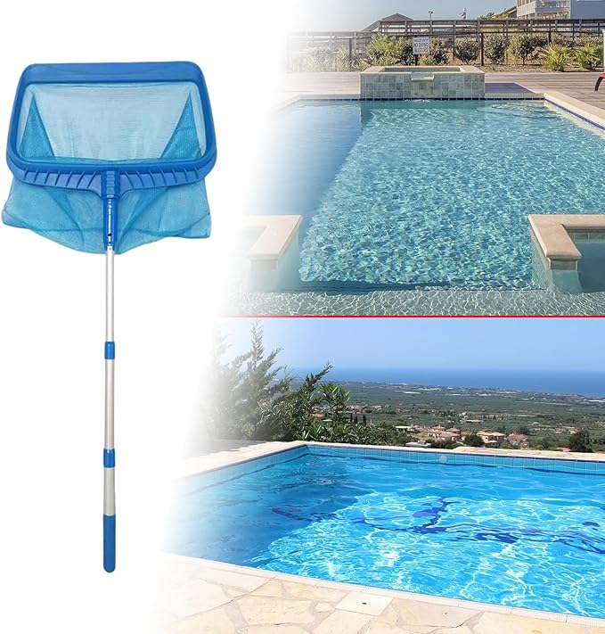 Fishing Net Swimming Pool Cleaning Netting Patio Fine Mesh Yard Pool Skimmer Net for Above Ground Inground Pool Pool Pond SPA, 117cm/977 (Color : Blue, Size : 117cm)