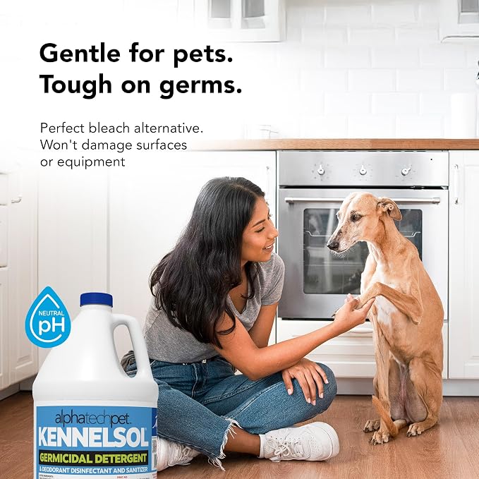 KennelSol Dog Crate Cleaner & Disinfectant for Kennels, Cages, Floors, Litter Boxes & Hard Surfaces | EPA-Registered, Kills Bacteria & Viruses, Parvo Disinfectant | 128 Fl Oz - 4 Count