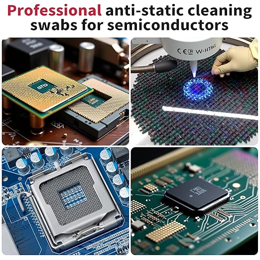 ESD Safe Anti-Static Gel Swabs for Semiconductor Cleaning - Stainless Steel Handle, Non-Abrasive Tips for Chips, PCB, Circuit Boards | No Residue, Lab-Grade, Precision Electronics Maintenance