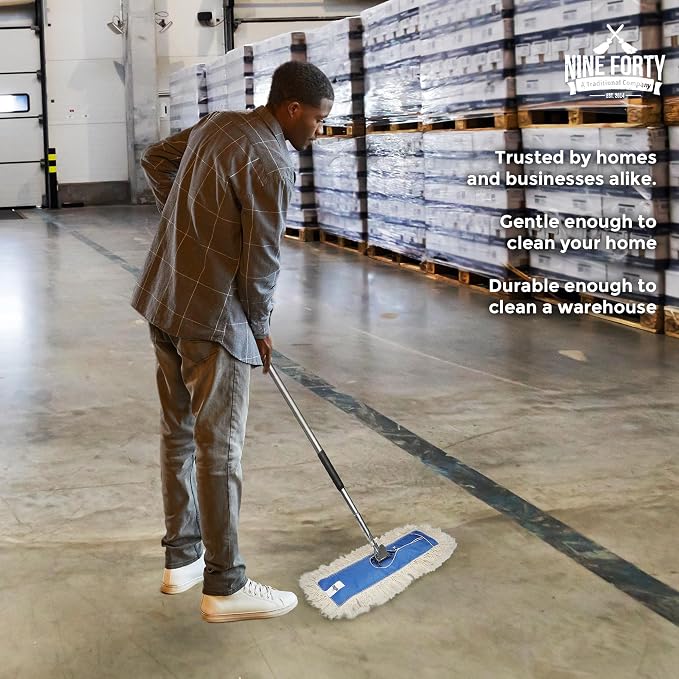 Nine Forty Industrial-Grade 24x5 Cotton Dust Mop Head Refills, Perfect Replacement for Busy Home, Gym, Industrial and Commercial Spaces, Heavy-Duty Mop for Janitorial & Housekeeping Needs - 1 Pack