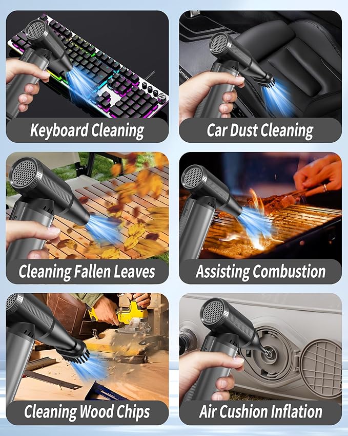 Electric Air Duster, 180000RPM Super Power Cordless Air Duster with LED Light, 3-Gear Adjustable Mini Blower with Fast Charging, Dust Blower for Cleaning Computer, Keyboard, Car, House and Outdoor