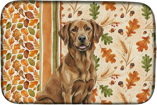 Caroline's Treasures Chesapeake Bay Retriever Heirloom Fall Dish Drying Mat Absorbent Dish Drying Mat Pad for Kitchen Counter Dish Drainer Mat for Countertop, 14 x 21", Multicolor