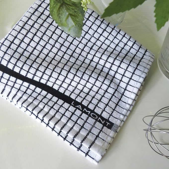 Samuel Lamont Poli Dri Tea Towels - Set of 3 100% Cotton 27.5 x 19 Inch (Black)