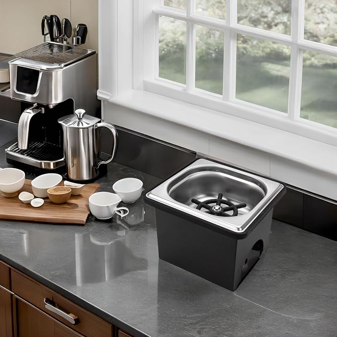 DIBTSA Pitcher Rinser with Base, Stainless Steel Countertop Glass Rinser Cup Washer Sink with Side Spray, 7.48" x 6.89" x 5.7", Silver