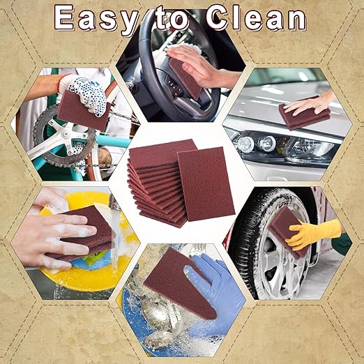 30 Pcs General Purpose Scuff Pads 6 X 9 Inch Red Abrasive Hand Sanding Non-Woven Aluminum Oxide Abrasive Pads Set for Surface Preparation Scuffing Scouring Blending Cleaning