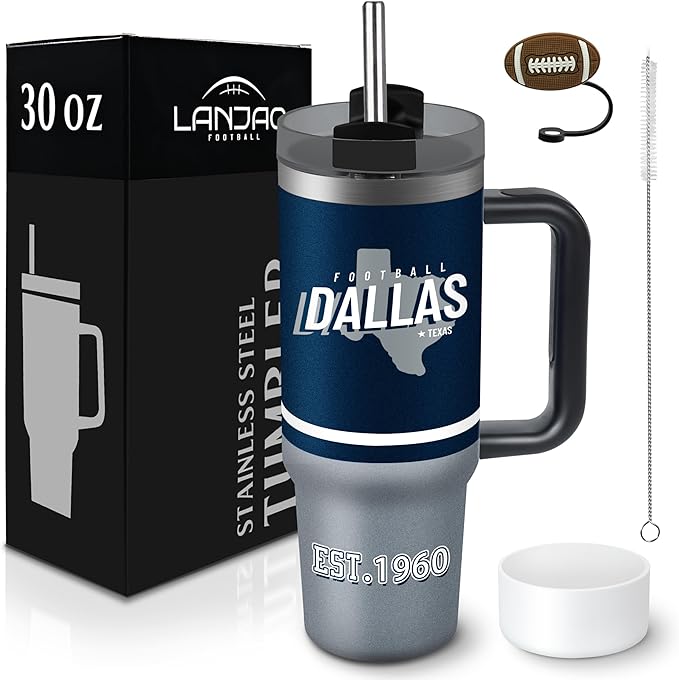 Tumbler 30oz Straight Skinny Portable Handle Car Cups With Anti slip Sleeve Straw Dust Cover, Sports Travel, Stainless Steel Insulated Gifts for Men Women Fans
