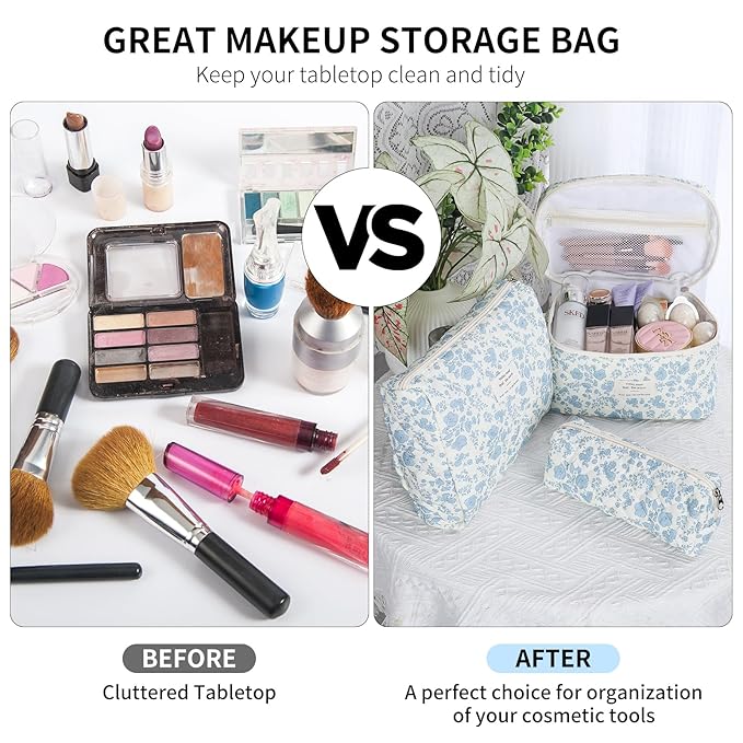 Senbowe Makeup Brush Cleaner and Large Cotton Floral Makeup Bag