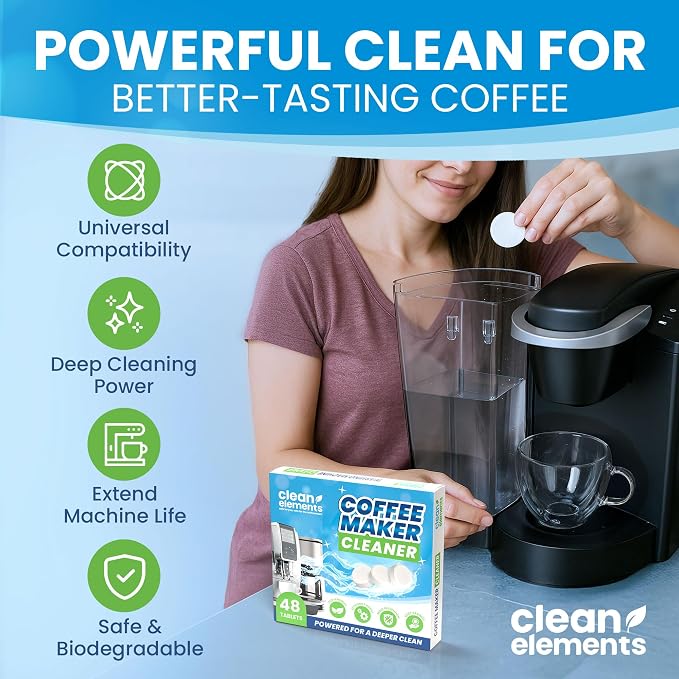 Coffee Maker Cleaner & Descaler Tablets – 48 Pack, Deep Cleaning for Coffee Pot & Coffe Machine, Compatible with Keurig, Nespresso, Miele, Ninja, Breville, DeLonghi, Espresso & Drip Machines