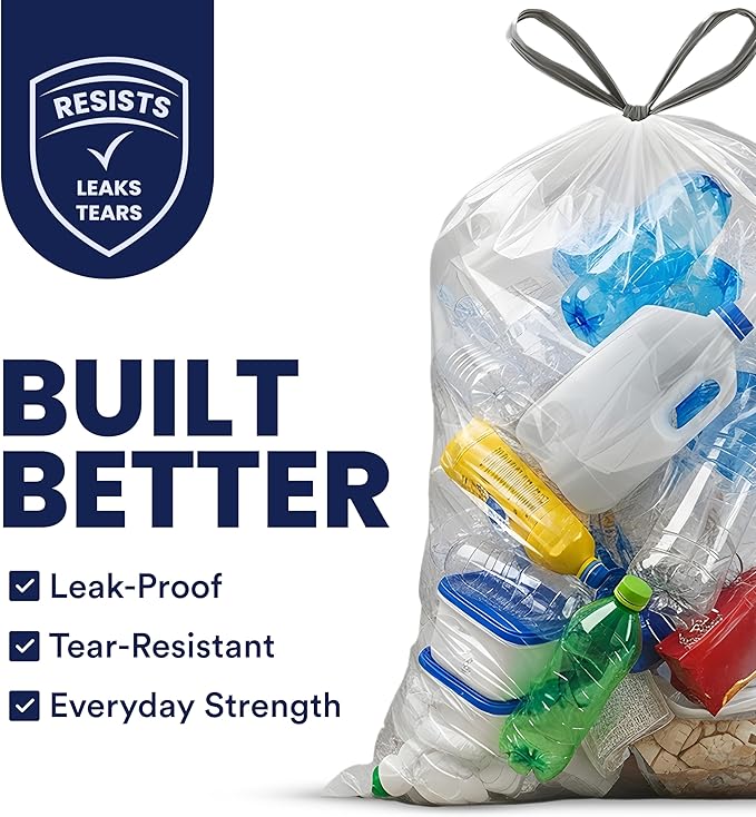 Plasticplace 4-6 Gallon White Drawstring Bags, 100% Prime Material, 17x20, 0.7 Mil, 200/Case