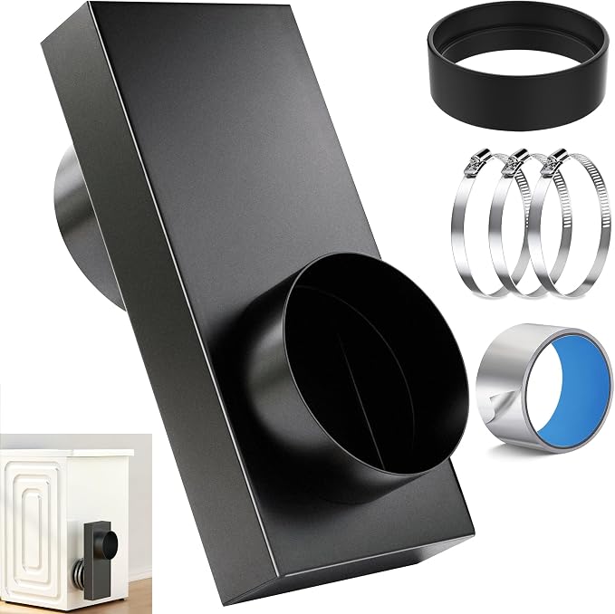 Upgraded 84049 Periscope Dryer Vent Connector Kit,0-5" Adjustable Telescoping Dryer Vent, Low Profile Close-to-Wall Short Small Stainless Steel Dryer Vent for Tight Spaces, with Anti-Leakage Seal Ring