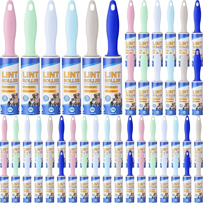 Hushee 48 Pack Mini Lint Roller for Travel, 1440 Sheets 6'' Small Portable Lint Removers for Pet Hair, Clothes and Debris