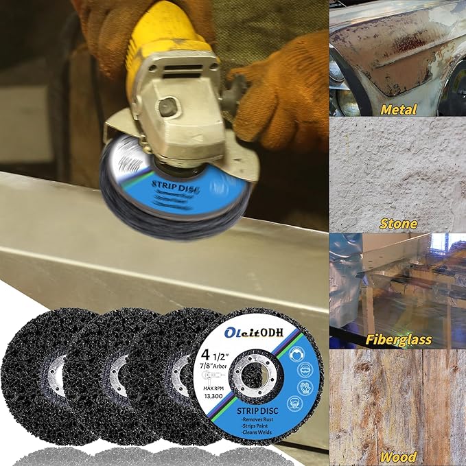 15 Pcs 4-1/2" x 7/8" Strip Discs Bulk, Paint Stripping and Rust Removal Wheels for Angle Grinders, Abrasive Grinding Discs for Metal, Wood, and Fiberglass, Black