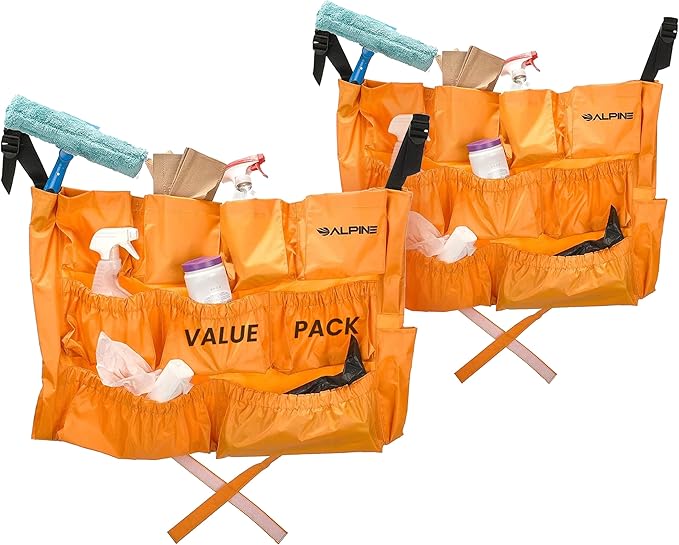 Alpine Trash Can Caddy Bag 2 Pack - 12 Pockets Commercial Cleaning Caddy Bag for Brute & All Industrial Trash Cans & Garbage Bins - Heavy Duty Washing Machine Friendly Trash Can Caddy Bag with Straps