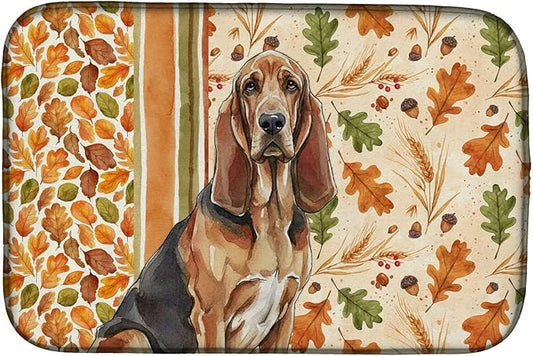 Caroline's Treasures Liver and Tan Bloodhound Heirloom Fall Dish Drying Mat Absorbent Dish Drying Mat Pad for Kitchen Counter Dish Drainer Mat for Countertop, 14 x 21", Multicolor
