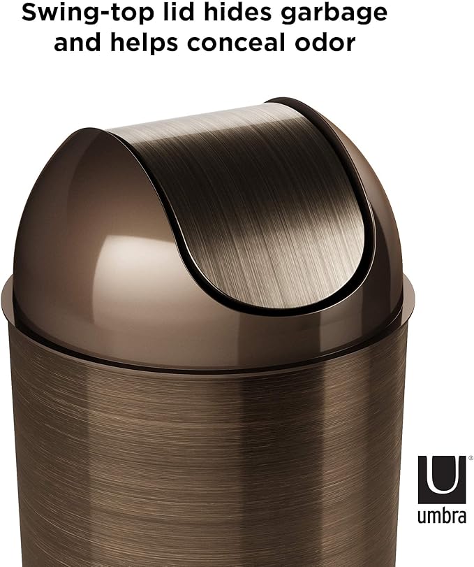 Umbra Mezzo Swing-Top Waste Can, 2.5-Gallon (10 L), Bronze