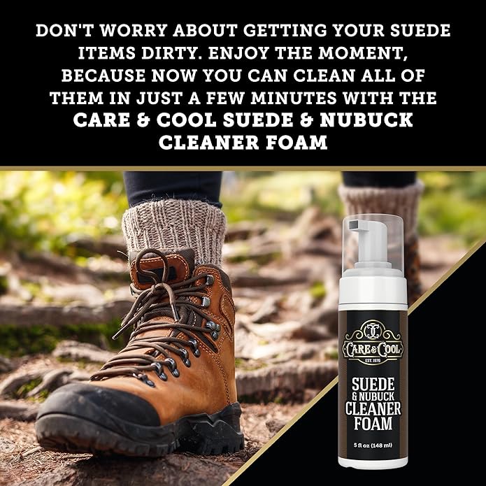 Care & Cool Suede and Nubuck Cleaner Foam Kit (5 oz) - Revitalizes and Refreshes Shoes, Boots, Clothes, and Furniture