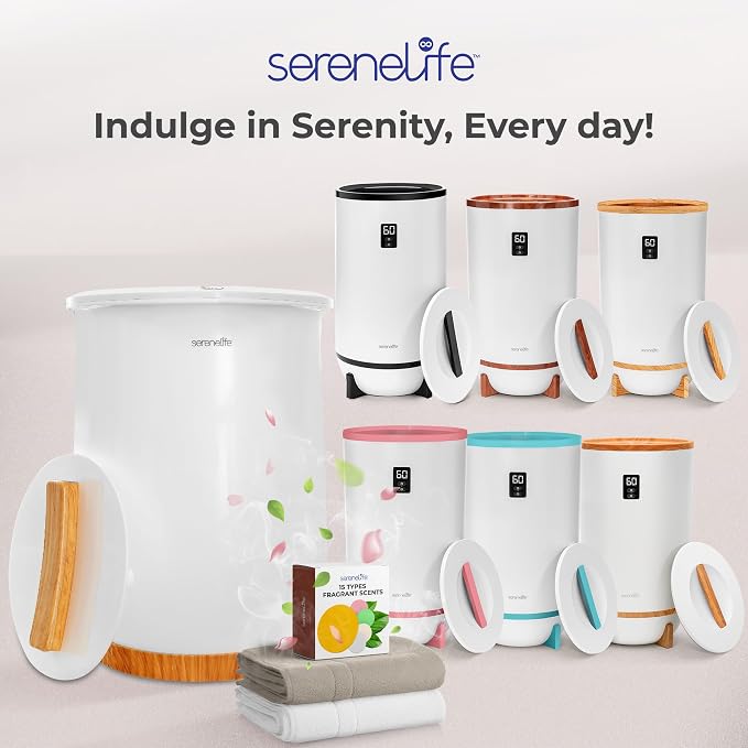 SereneLife Bucket Towel Warmers, White Large Towel Warmer for Spa and Bathroom, Luxury Towel Heater Gifts for Him & Her, Auto Shut-Off, Fits 2 large, Blankets, Bathrobes, PJ's
