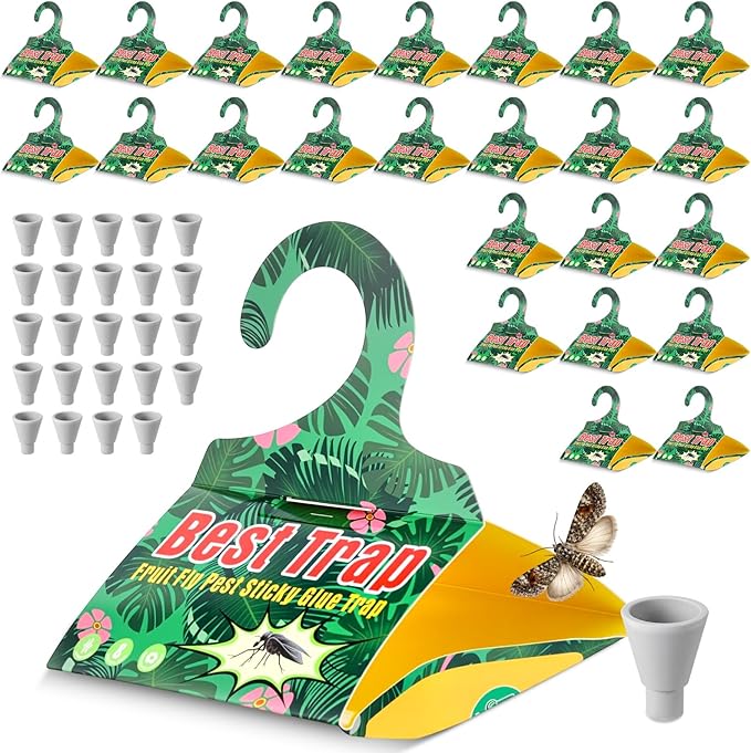 24 Pack Codling Moth Traps for Apple Trees with Pheromone Lures – Triangular Hanging Sticky for Apple Trees, Includes 24 Traps & 24 Lures, for Orchard & Garden Use