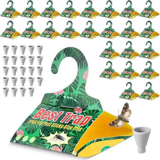 24 Pack Codling Moth Traps for Apple Trees with Pheromone Lures – Triangular Hanging Sticky for Apple Trees, Includes 24 Traps & 24 Lures, for Orchard & Garden Use