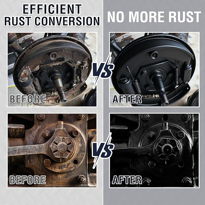 YOA Rust Converter Paint & Metal Primer 2 in 1, Matte Black 32oz. Suitable For Metal, Trailer And Truck Frames, Cargo Boxes, Car Chassis, Boats, Etc. Ultra Powerful Rust Remover, Inhibitor, Converter