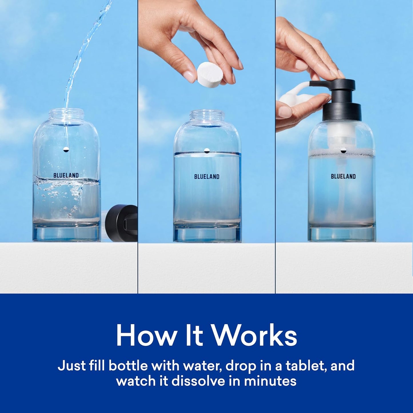 BLUELAND Foaming Hand Soap Refill Tablets, 10-Pack, Variety Pack Scents, Eco Friendly Cleaning Products, 10 x 9 Fl oz