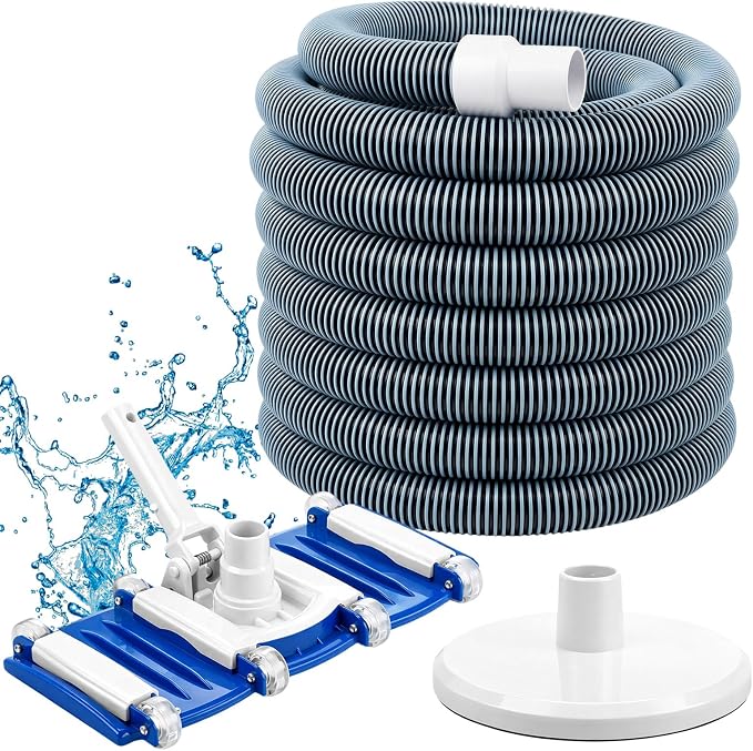 3 Pcs Pool Cleaning Kit 14" Vacuum Head with Flexible Wheels, 1-1/2 x 18ft Hoses and Skim Vacuum Plate Pool Maintenance Cleaning Accessory Tool for Fast, Easy Debris Removal