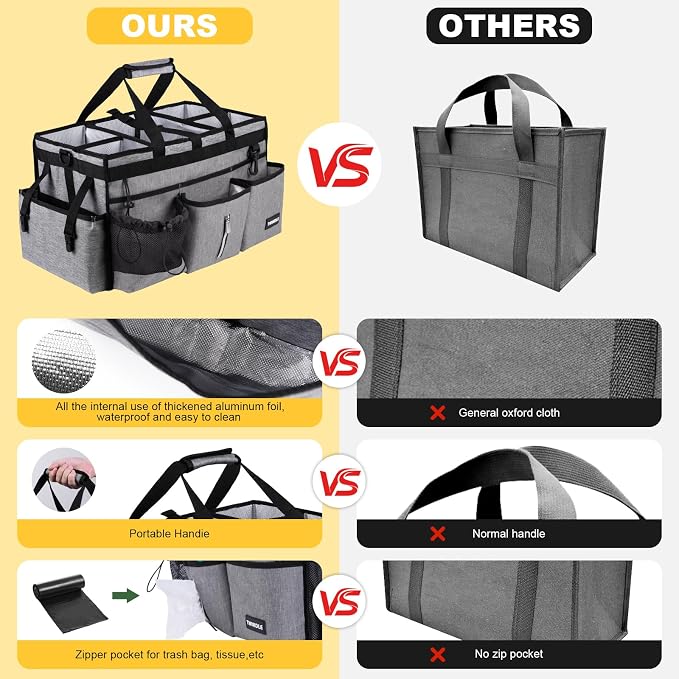 Extra Large Cleaning Caddy Bag with Rigid Support Board, Cleaning Organizer Tote with Detachable Divider, Adjustable Shoulder Strap & Waist Belt, Cleaning Supply Carrier for Cleaners & Housekeepers | Portable
