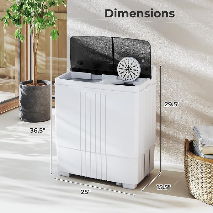 Giantex Washing Machine, 20Lbs Capacity, Washer and Spinner Combo, Portable Compact Twin Tub 12Lbs Washing and 8Lbs Spinning, Inlet and Drain Hose, Laundry Washer for Apartment RV Dorm