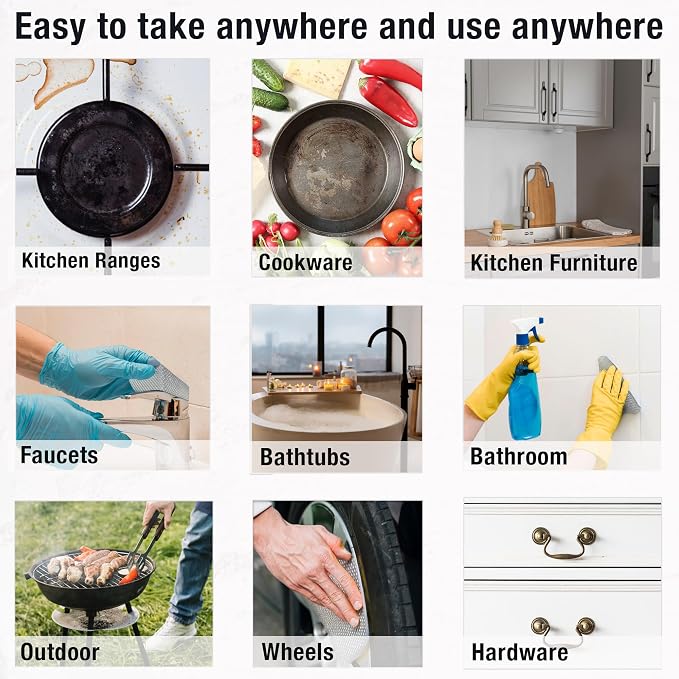 Daily Dish Scrubber Sheet Non-Scratch Household Disposable Cleaning Sponges | Recyclable, Eco-Friendly & Perfect for Kitchen, Home Cleaning and Outdoor Use (6, Grey)