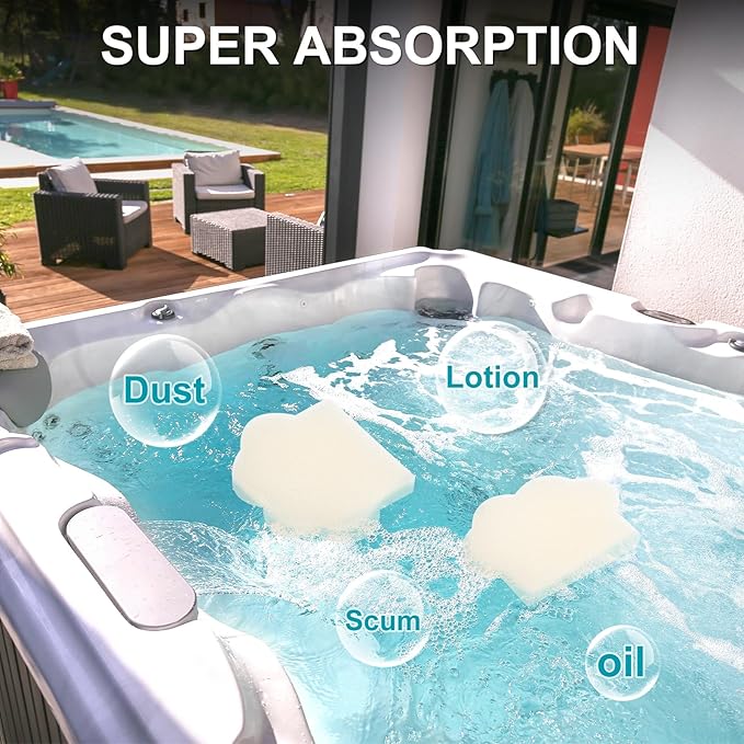 M METERXITY 40-Pack Hot Tub Scum Absorber, 9x12 Cm/3.5x4.7 Inch Sponge Cat Paw Pattern Scum Balls for Spa, Bathtub and Swimming Pool to Soak Up Oils Bathtub Accessories [White]