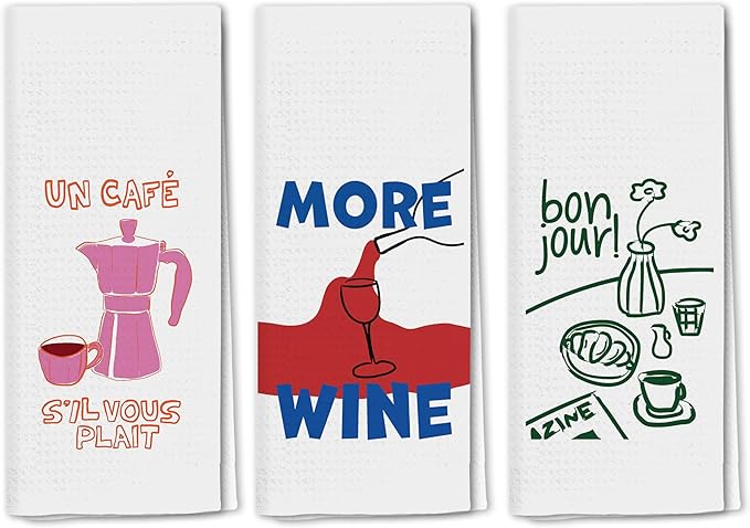 Italian Kitchen Towels Set 3, Italian Kitchen Decor, Bar Towels for Kitchen Bartender, Retro Dish Towels for Hand Towels for Kitchen, Aesthetic Kitchen Decor, 16x24 Inch