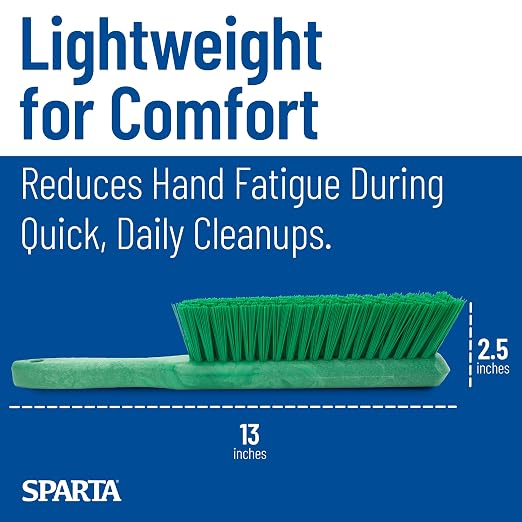 SPARTA 8 Inch Soft Counter Brush with Polyester Bristles and 5 Inch Handle, Color Coded Handheld Broom for Tables Countertops and Foodservice Surfaces, 13 Inch Overall Length, Green, Pack of 6