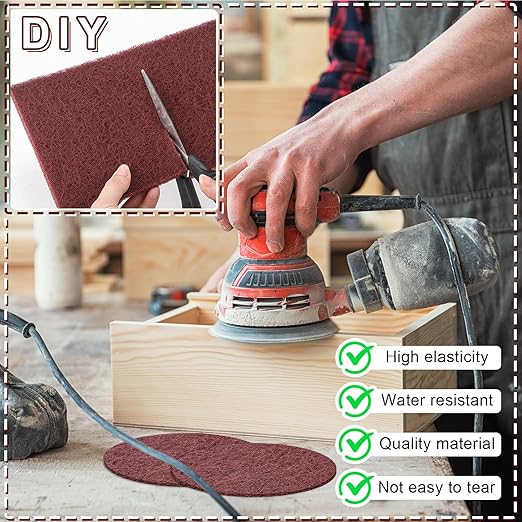 30 Pcs General Purpose Scuff Pads 6 X 9 Inch Red Abrasive Hand Sanding Non-Woven Aluminum Oxide Abrasive Pads Set for Surface Preparation Scuffing Scouring Blending Cleaning