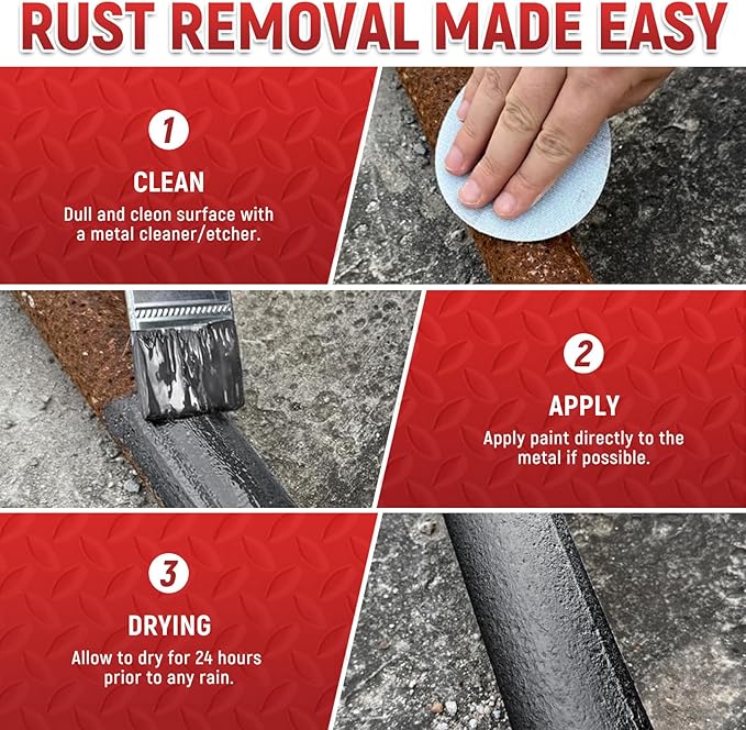Water-Based Metal Anti-Rust Paint, High Gloss Grey 16 fl oz, Metal Primer and Protective Coating, Rust-Proof Coating, Permanent Protection Against Rust and Corrosion
