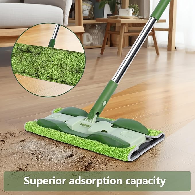 Masthome Microfiber Mops for Floor Cleaning with Washable Pads 4pcs,&Spin Mop Bucket System with 3 Mop Pads - Home & Office Suitable
