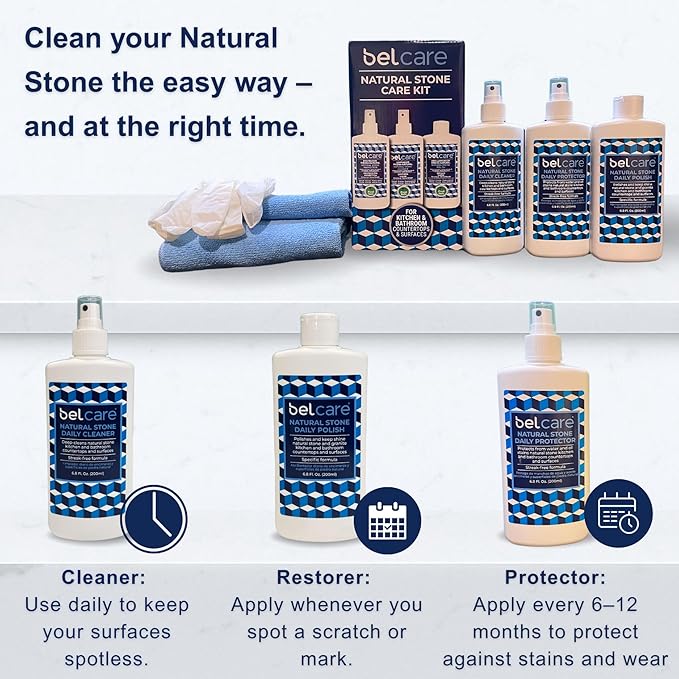 Natural Stone, Marble and Granite Sealer | Water-Based Stone Sealer Spray, pH-Neutral Surface Protector for Countertops, Vanities & More – 17 fl oz