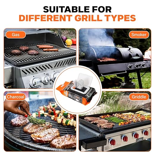 Proud Grill Q-Swiper BBQ Grill Cleaning Bundle – Grill Brush with Scraper + Heavy-Duty Grill Cleaning Wipes, Bristle-Free & Wire-Free Grease Removal Kit
