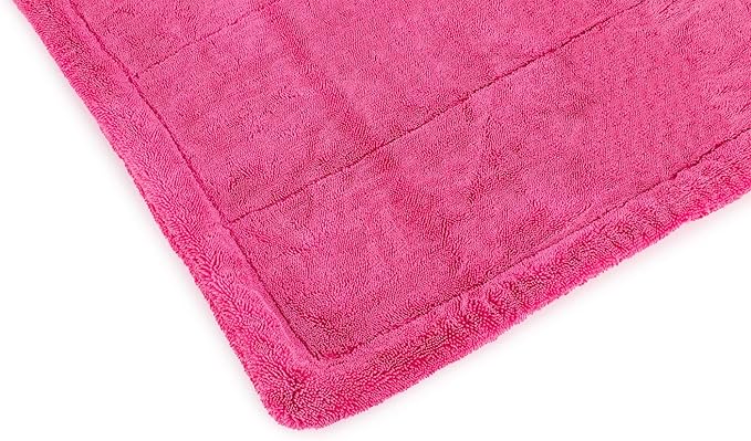 The Rag Company, The Liquid8r M22, Absorbent 70/30 Blend Microfiber Drying Towel for Cars, Trucks, and SUVs, Safe for Detailing, Scratch-Free, Twist Loop, 1100 GSM, 20x20 Inches, Pink